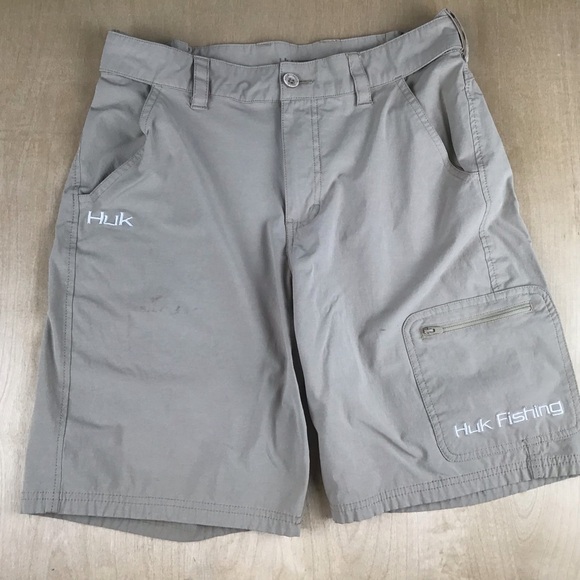 Huk Performance Mens Medium Next Level Cargo Fishing Shorts Khaki Outdoor - Picture 1 of 8